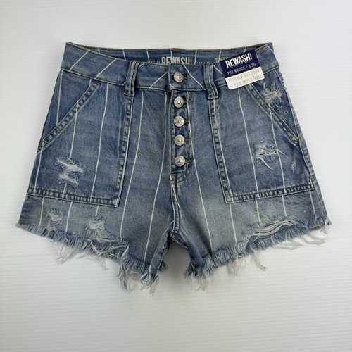 Pantalones Cortos Rewash Juniors 3 Denim Rayas Desgastadas Tiro Súper Alto