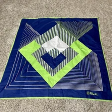 Vintage Paoli Scarf Green Blue Geometric Print MCM Contemporary 27.5in X 27.5in