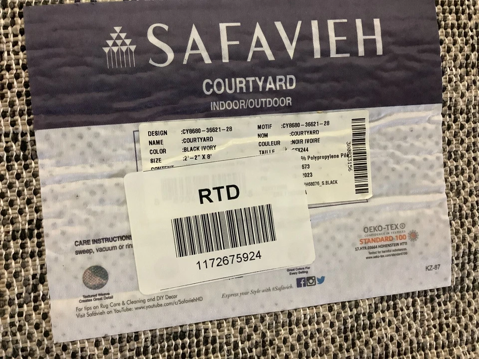 BLACK / IVORY 2'-3" x 8'-0" Flaw in Rug Reduced Price 1172675924 CY8680-36621-28 - Image 4 of 4