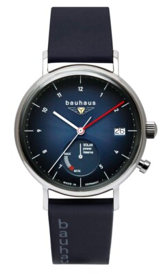 BAUHAUS UHR Blau Solar Powerreserve Indicator 21123 - Wasserdicht 5 atm