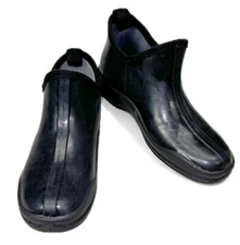 10 Womens ComfortView Black Water Boot Ankle Rubber Rain Shoes Slip On