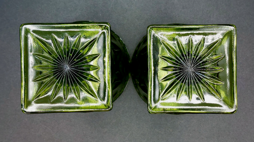 Vtg. Park Lane 2-Avocado Green Square-Footed Water Goblets Colony/Indiana Glass - 第 6/9 張圖片
