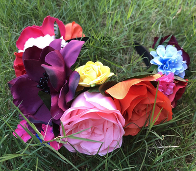 DreamLily Frida Kahlo Mexican Rose Flower Crown Headband Halloween Party DreamLily Frida Kahlo Mexican Flower Crown Headband Party | eBay main image 2