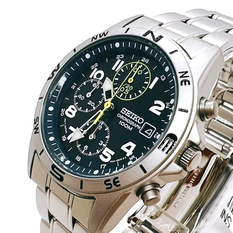 Seiko Chronograph SND379P1 SND379P Blue Dial Stailess Steel