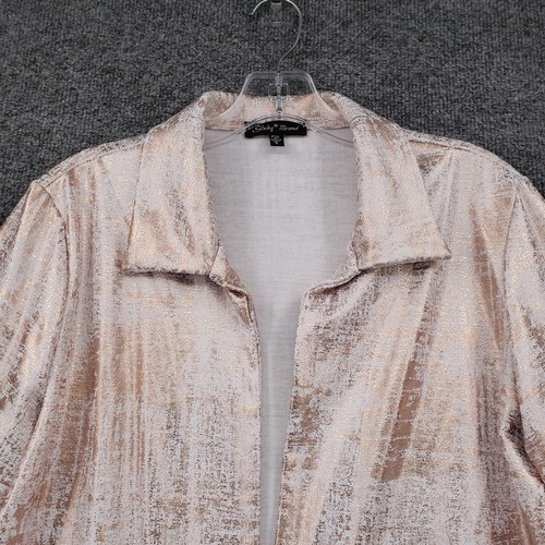 Slinky Brand Jacket Womens S Small Brown Open Front Collared Long Sleeve - Picture 3 of 10