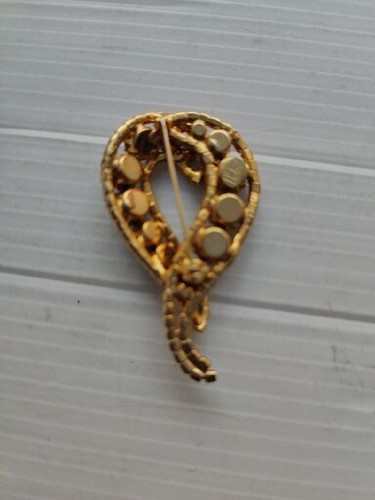 Hobe' Brooch Rare Vintage Brown Rhinestone 2-1/2" Pin Signed With Case! - Picture 5 of 9
