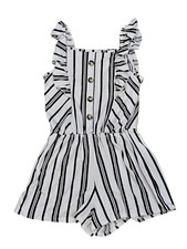 Heart  Arrow Girls Black White Striped Ruffle Sleeveless Romper Shorts Sz 12