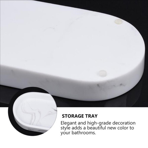 Oval Vanity Tray Bathroom Vanity Tray Marble Soap Dish Entryway Tray Keys - Picture 4 of 12