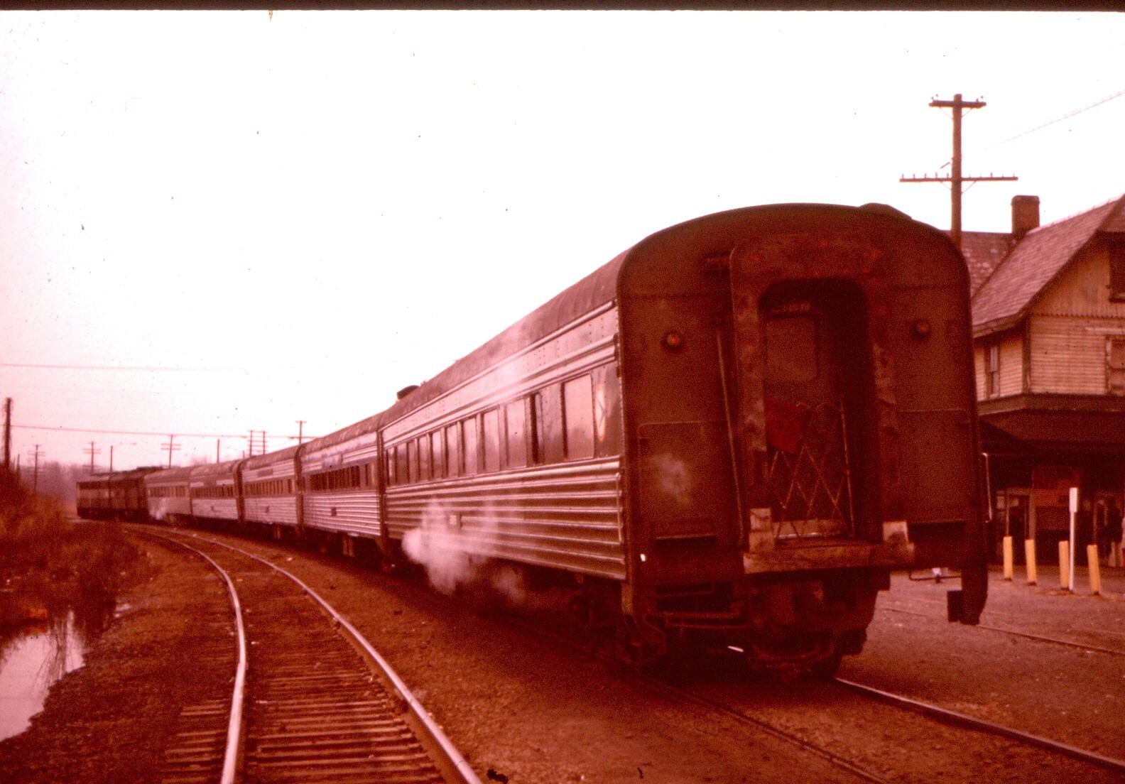 Penn Central ex L&N coach on New York &Long Branch Matawan NJ.1977