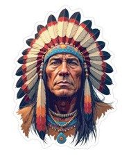 Native American Indian with headdress head dress Sticker Stickers Decal A1006