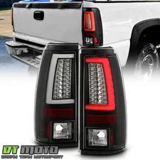 Blk 1999-2002 Chevy Silverado 99-06 GMC Sierra LED Tube Tail Lights Brake Lamps