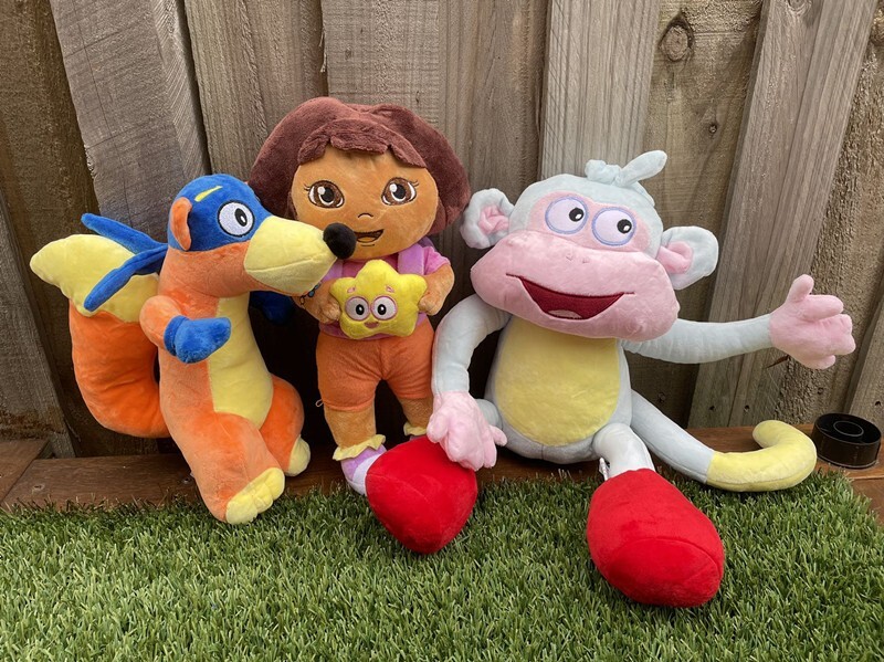 3PCS DORA THE EXPLORER + BOOTS + SWIPER FOX PLUSH DOLL SOFT BEAR