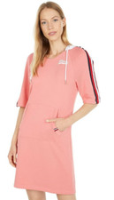 Tommy Hilfiger Logo Hoodie Sweatshirt Dress Sky Tea Rose Pink 66% Cotton Size L