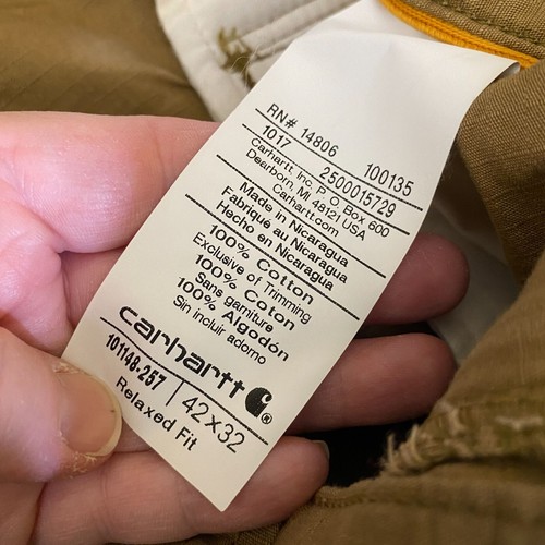 Carhartt mens relaxed fit cargo pants size 42x32 dark khaki force - Picture 4 of 11