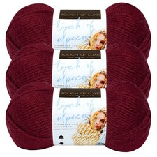  3 Pack Lion Brand Yarn 674-138A Touch of Alpaca Yarn, Crimson
