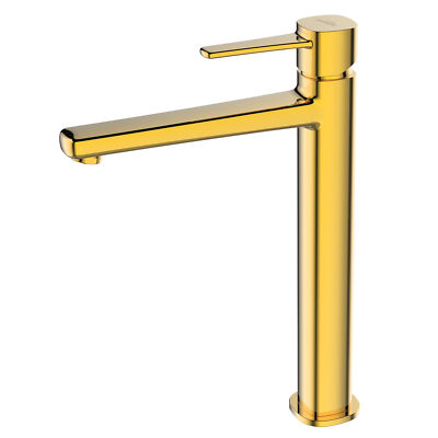 KOLMAN Waschtischarmatur Gold GLAMOUR Hoch Wasserhahn Mischbatterie