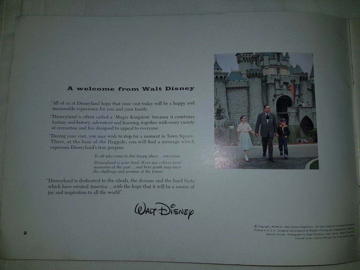 Rare Original 1960s Walt Disney Guide To Disneyland Guide Book