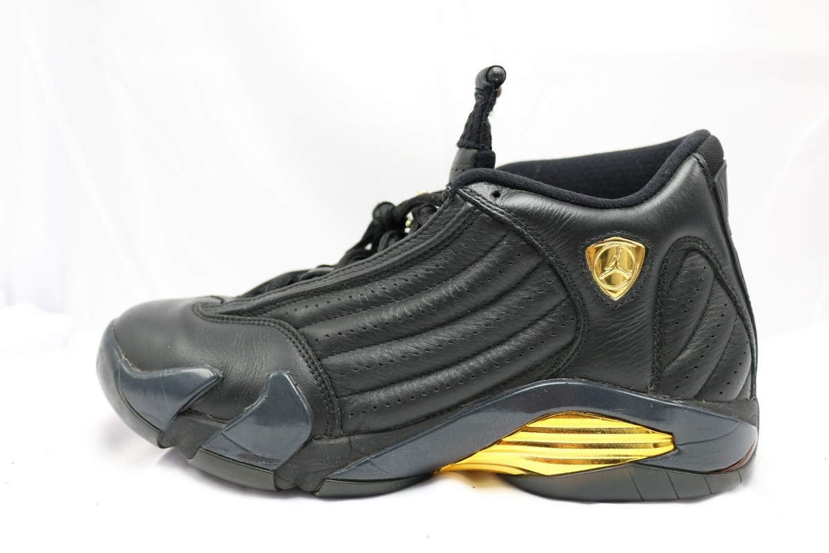 レモネード014 Nike Air Jordan 14 Retro DMP Black Gold Metallic Size 8.5