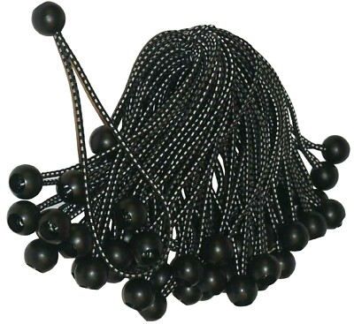 50 pcs 9'' Black Ball Bungee Bungie Cord Super Duty Canopy Tarp Tie Downs Straps