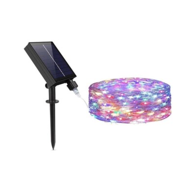Mini Schlampe Kette 100 LED RGB 10m Weihnachtsbeleuchtung Solarpanel Außen IP65