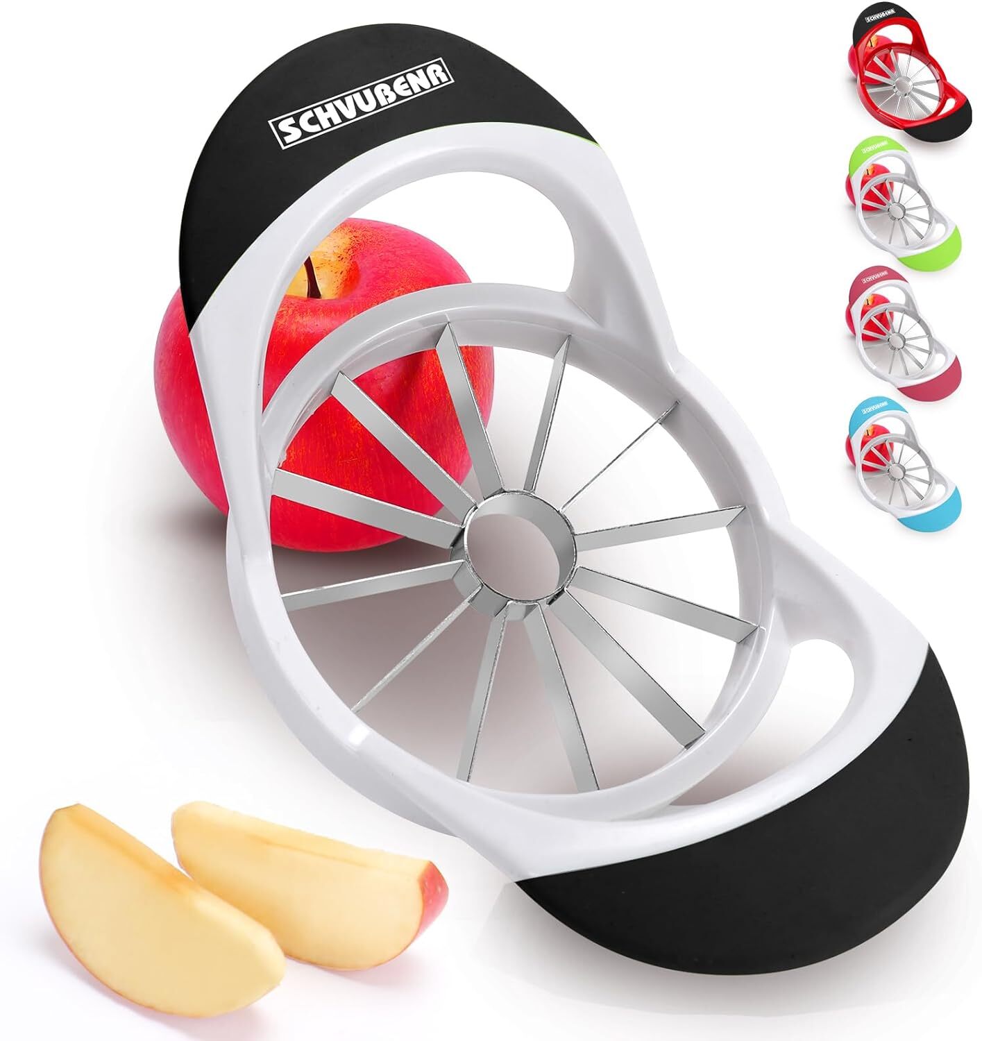 SCHVUBENR 4.72 Inch Large Apple Slicer with 12 Blades - Professional Black 