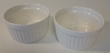 2 White ceramic Ramekins Baking Souffle Custard Cups 4 oz creme brulee