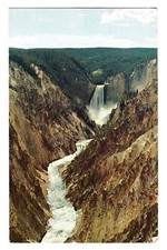LOWER FALLS OF THE YELLOWSTONE FROM ARTIST POINT Vtg 1960 WY Wyoming Postcard
