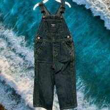 OshKosh B'gosh Boys Dark Wash Denim Overalls Size 24 Months
