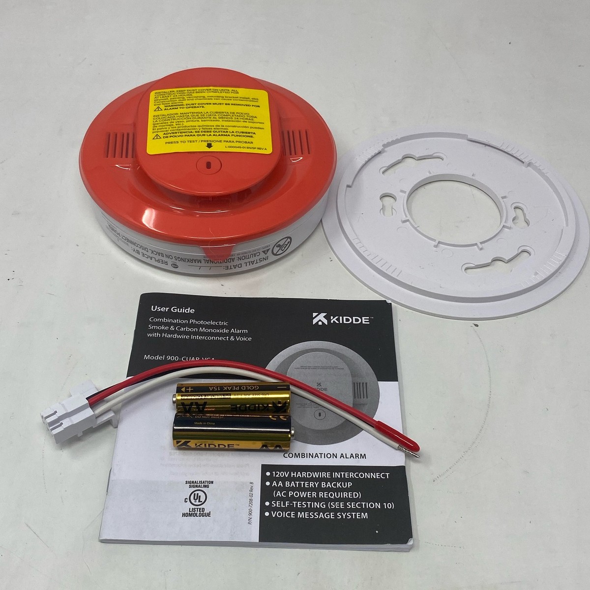 Kidde 30CUAR-V Smoke & CO Alarm, Hardwired + Voice, 5in, White