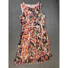 Phase Seven Dress Womens 12 Floral Mesh Ruffle Midi Fairy Cottage Garden Party