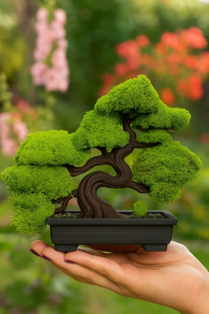 Bonsai Artificial Árbol Enebro Imitación Planta Decoración Interior Zen Acento de Mesa Foto 3 de 3