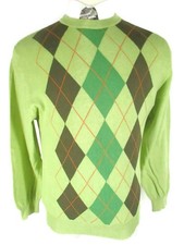 Barbour Mens Green Argyle Cotton Crewneck Sweater M Scotland Made