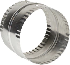 4” Duct Connector, Aluminum with Bead and Crimp, Silver, 3” Long (DAC4C)