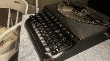 Vintage 1940 Remington Remette Portable Manual Typewriter Black Crinkle Finish thumbnail