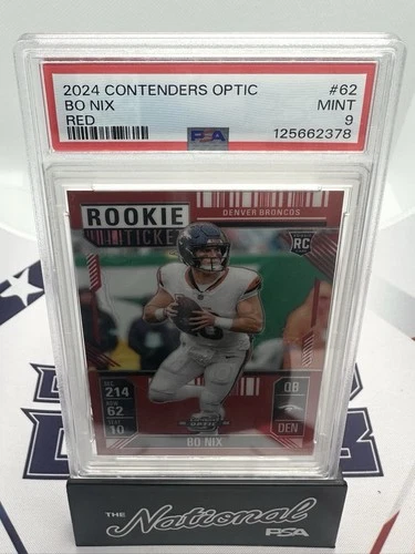 2024 Contenders Optic BO NIX #62 Red Prizm Rookie Ticket /199 PSA 9 RC Broncos