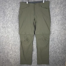 Eddier Bauer Pants Mens 38x34 Green Convertible Tech Hiking Zip Off