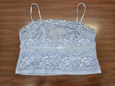 Free People Intimately Blue Lace Cami Crop Top XS Boho Coquette Fairycore Y2K