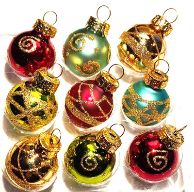 KURT S ADLER '' 9 tlg.  Weihnachtskugel -Set  aus Glas je Ø 2,5 cm -  bunt