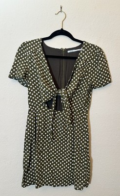 Kimchi Blue Olive Green & White Polka Dot Mini Dress Tie Front Size Small |  eBay