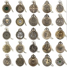 Vintage Style Pocket Watch with Necklace Chain Quartz Movement Christmas Gift
