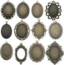 10 Pendant Trays, 30X40Mm, Blank Oval Cabochons Base Setting Bezel Frame Metal C
