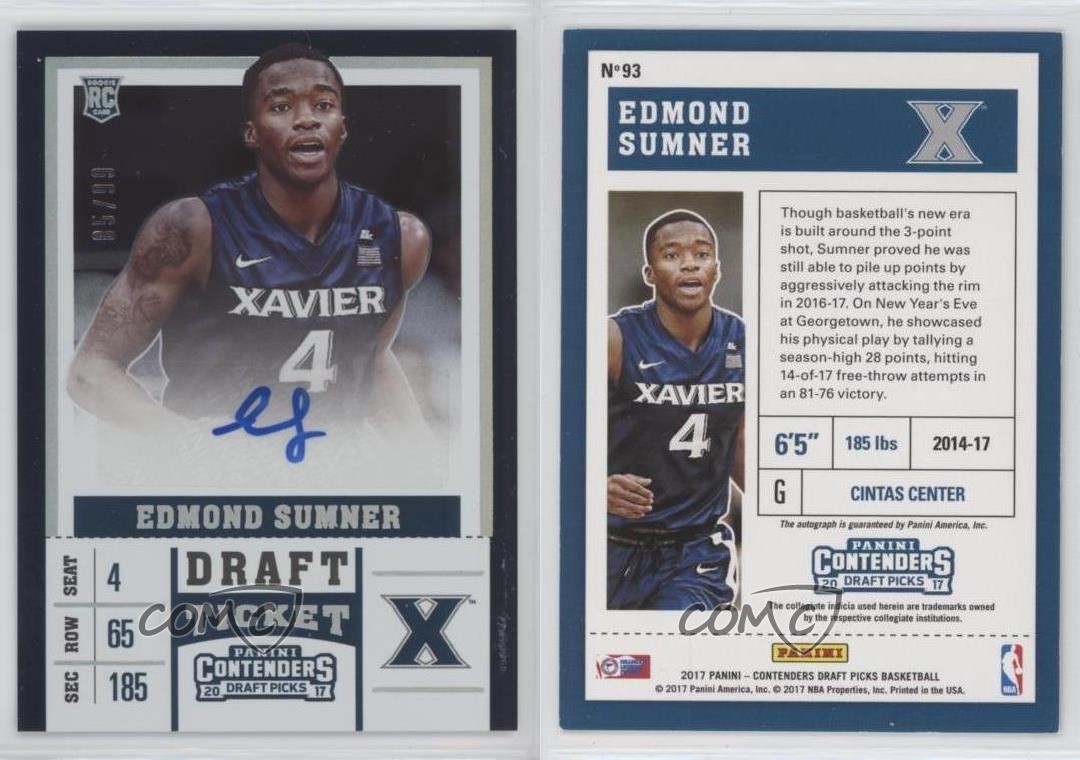 2017 Contenders Draft Picks College Ticket /99 Edmond Sumner Rookie Auto RC 0c2