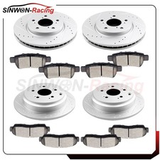 Front Rear Ceramic Brake Pads Rotors For Honda Odyssey 05-10 Drilled Slotted