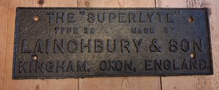 Antique Cast Iron Engine Plate Lainchbury & Son "SUPERLYTE" Kingham Oxfordshire
