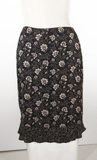 Vintage OLD NAVY Black  Beige Floral Skirt with Ruffle Hem - Size 1