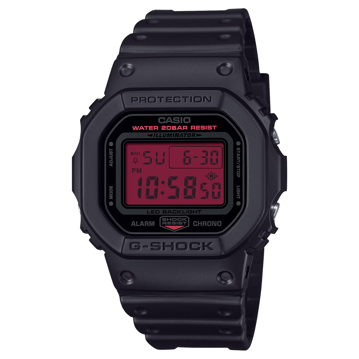 G-Shock DW5600BBR-1 Black and Bold Red Square Digital Resin | eBay