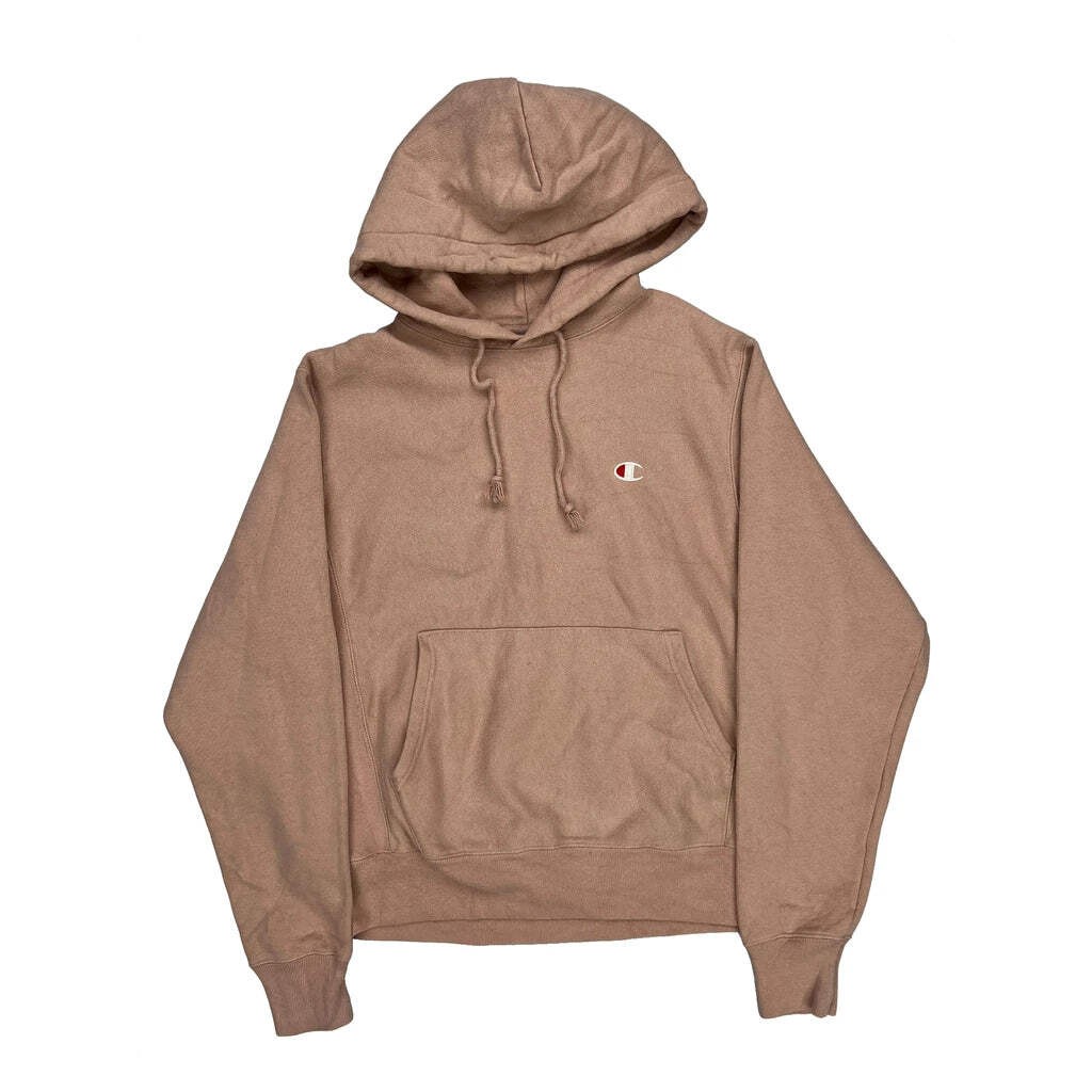Reverse Weave Champion Hoodie - Small Brown Cotton