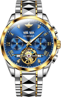 Luxury Men's Mechanical Watch - Waterproof Stainless Steel, Diamond Date