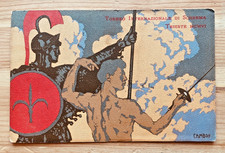 POSTCARD ILLUSTRATED BY GLAUCO CAMBON  TOURNAMENT FENCING TRIESTE 1906  VERY RARE!