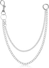Jean Chain for Men Women, Gothic Double-Layer Wallet Chain, Punk Silver Trousers